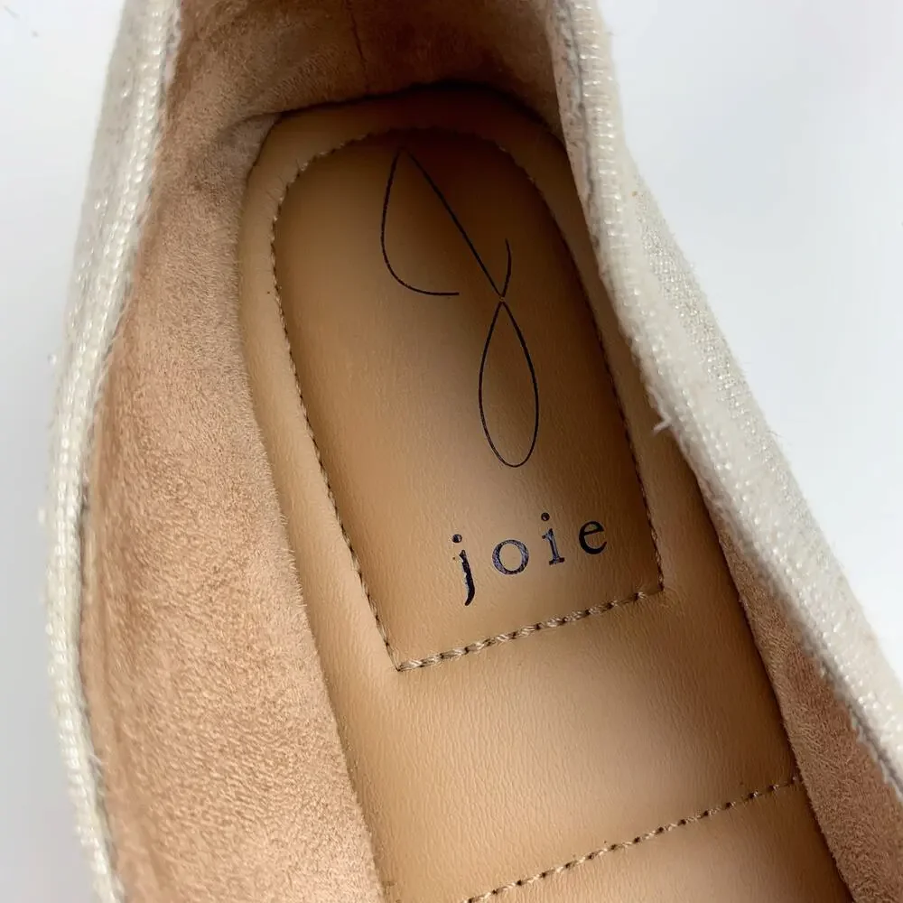 Joie Cara Platforn Espadrille Shimmery Gold Beige Slip On Women's 7.5
